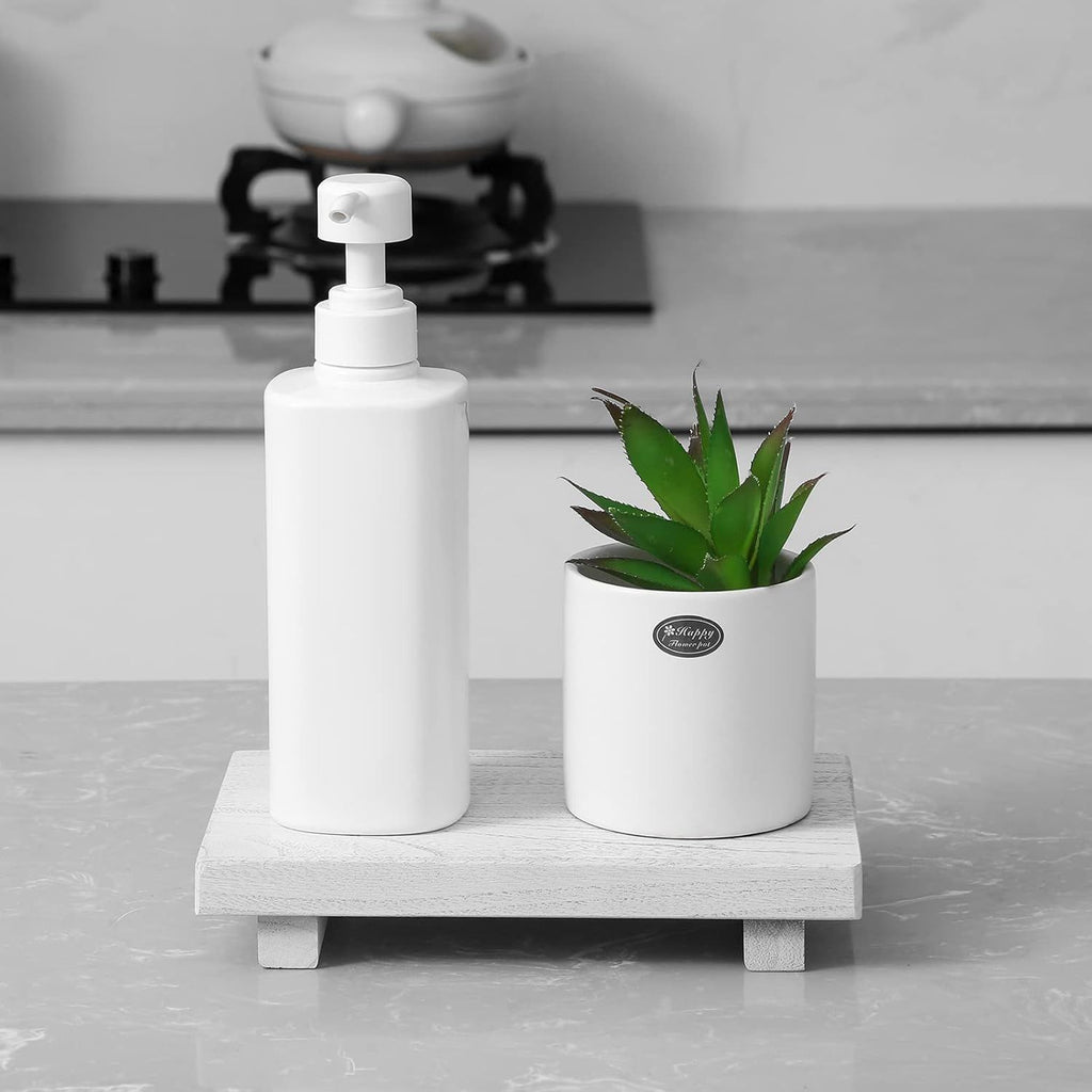 9-Inch White Wood Pedestal Tray – product view 7 of 9