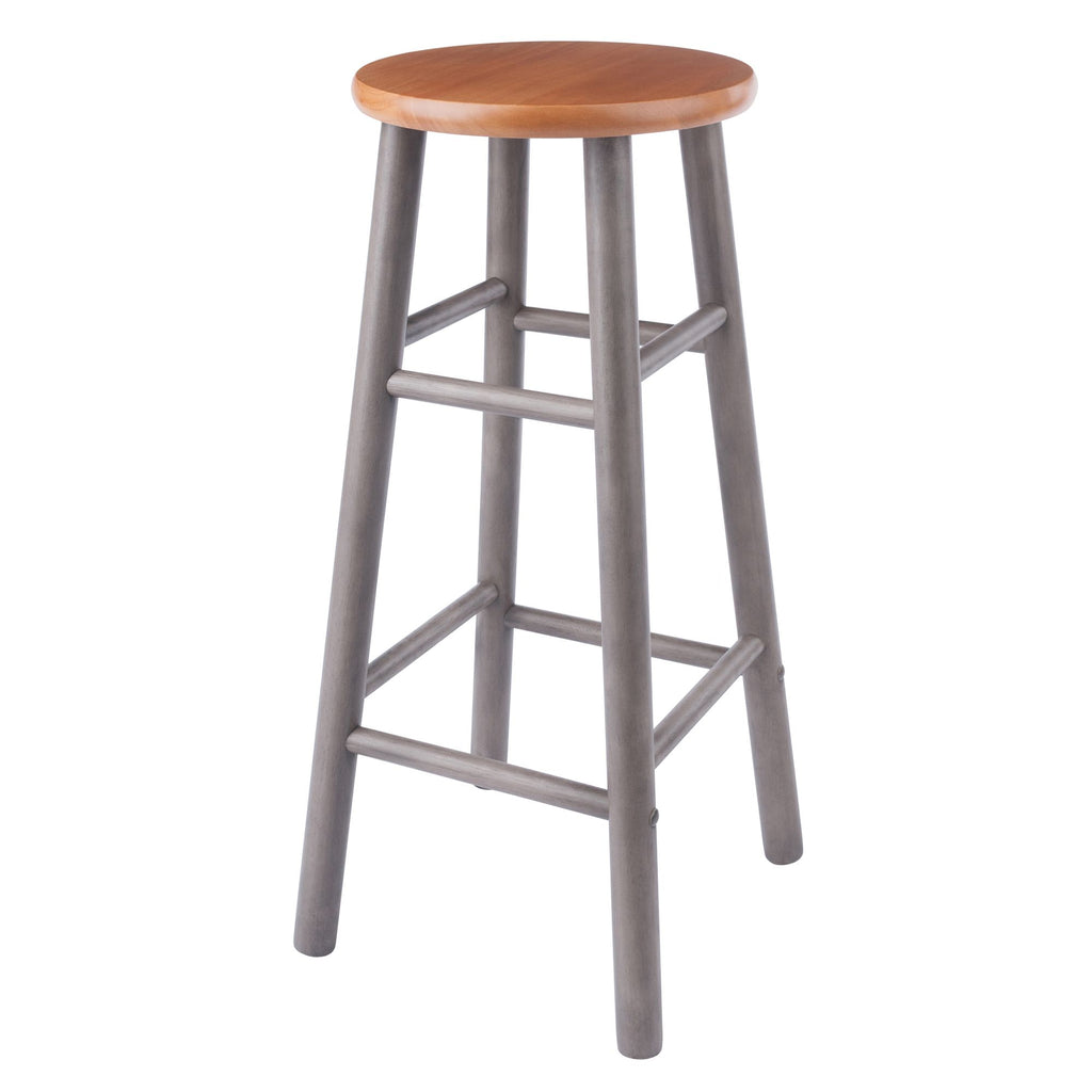 Set of 2 29-Inch Gray and Teak Bar Stools – product view 5 of 10