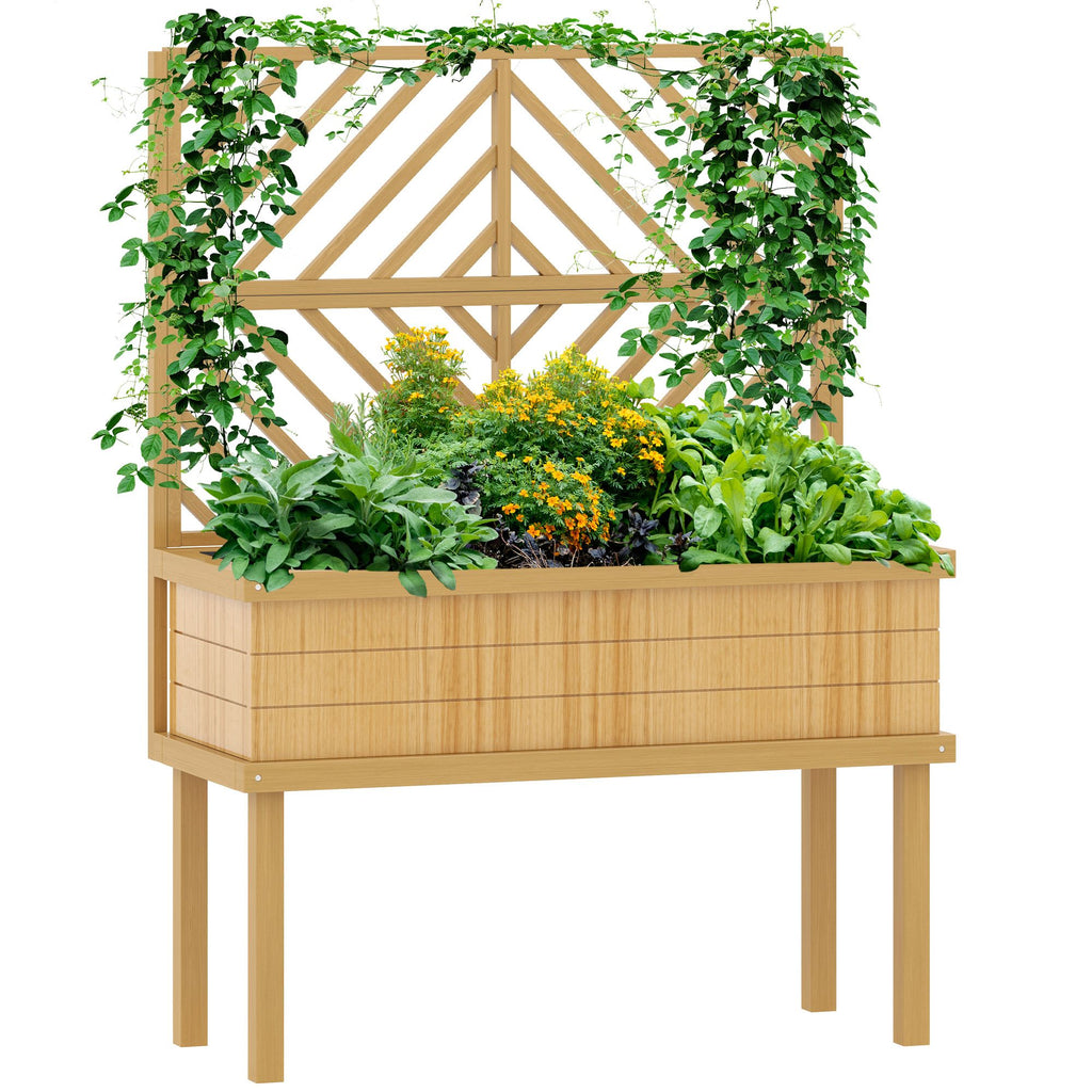 55-Inch Natural Fir Wood Planter with Trellis – product view 11 of 11
