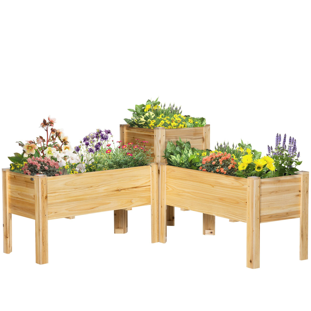 Set of 3 Elevated Fir Wood Planters with Liners – product view 11 of 11