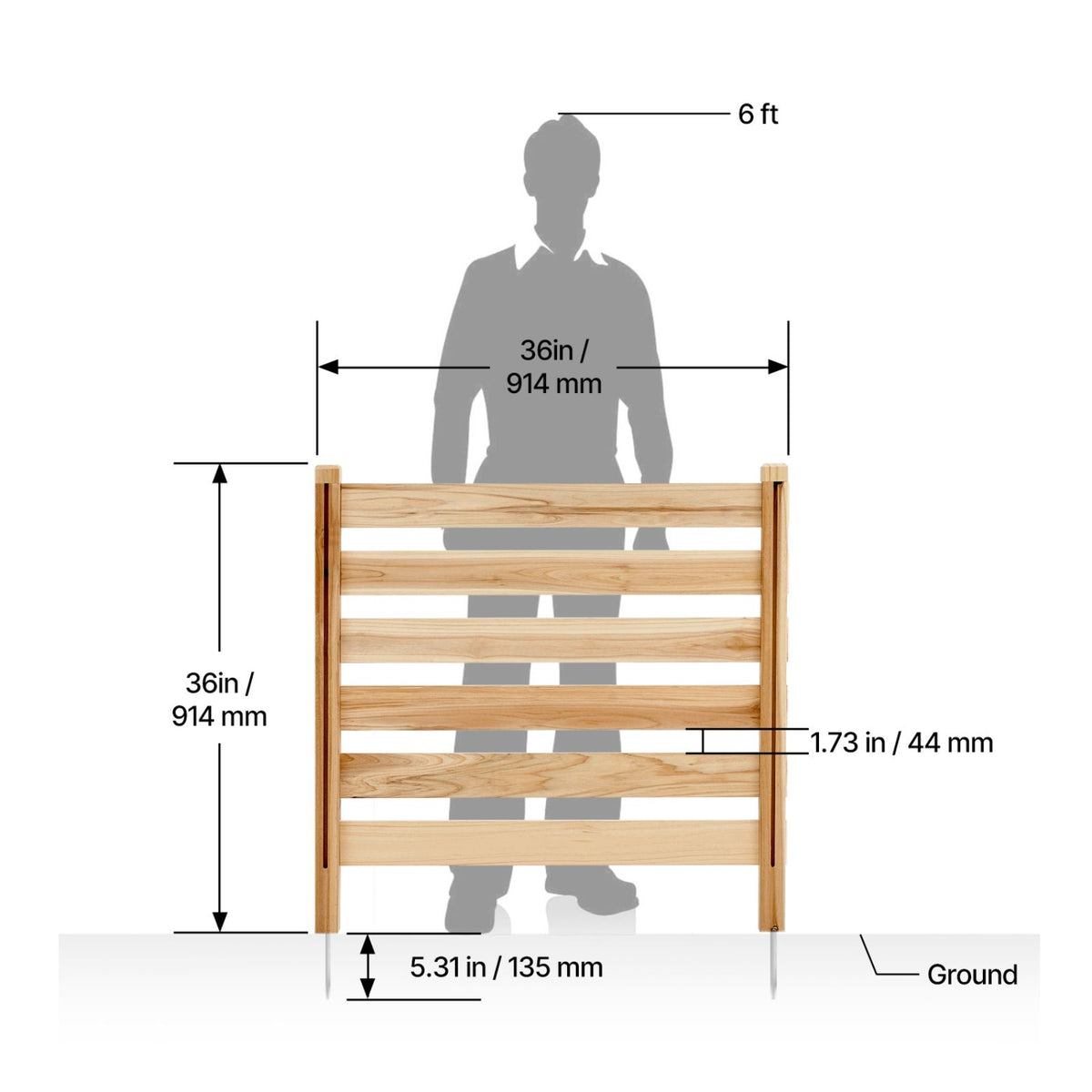 36-Inch 3-Panel Wood AC Privacy Fence – product view 9 of 12