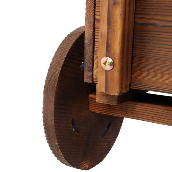 26.5-Inch Brown Wooden Wagon Planter with 4 Wheels – product view 14 of 15