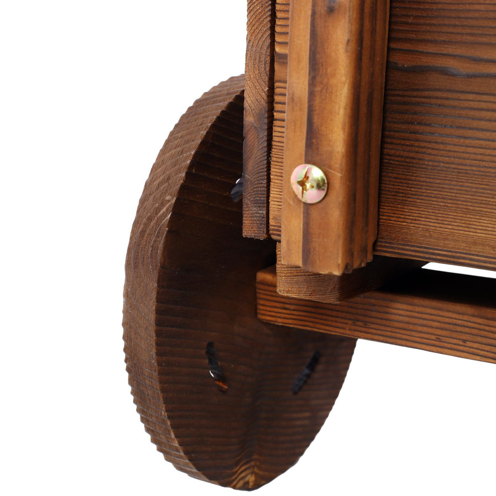 Carbonized Fir Wood Wagon Planter with 4 Wheels – product view 14 of 15