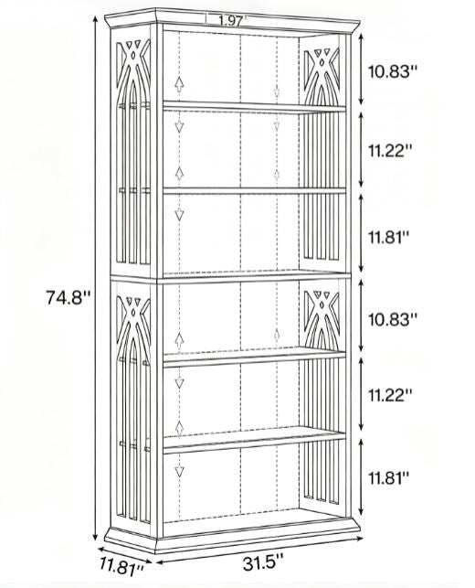 75-Inch 6-Tier Etagere Bookcase – product view 3 of 6