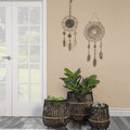 Set of 3 Black Bamboo Footed Planters – main product view