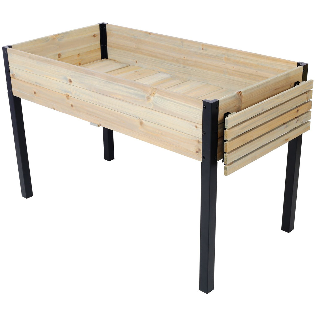 63-Inch Fir Wood Planter with Metal Legs, Natural – product view 5 of 20