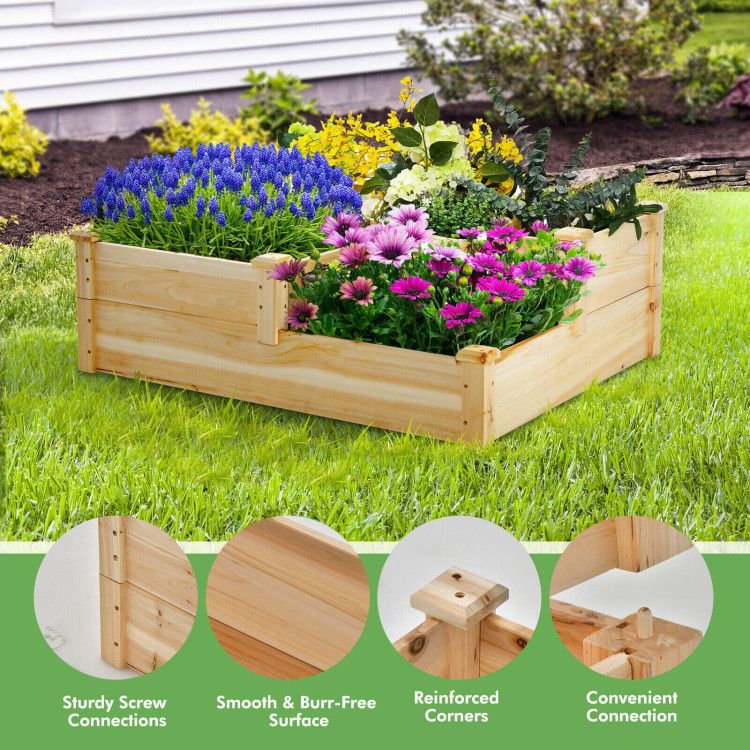 3-Tier Wooden Raised Garden Bed with Open Base – product view 10 of 10