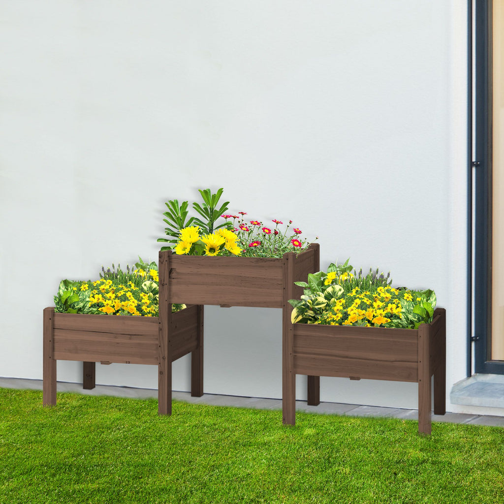 73-Inch 3-Tier Elevated Garden Bed, Coffee – product view 10 of 11