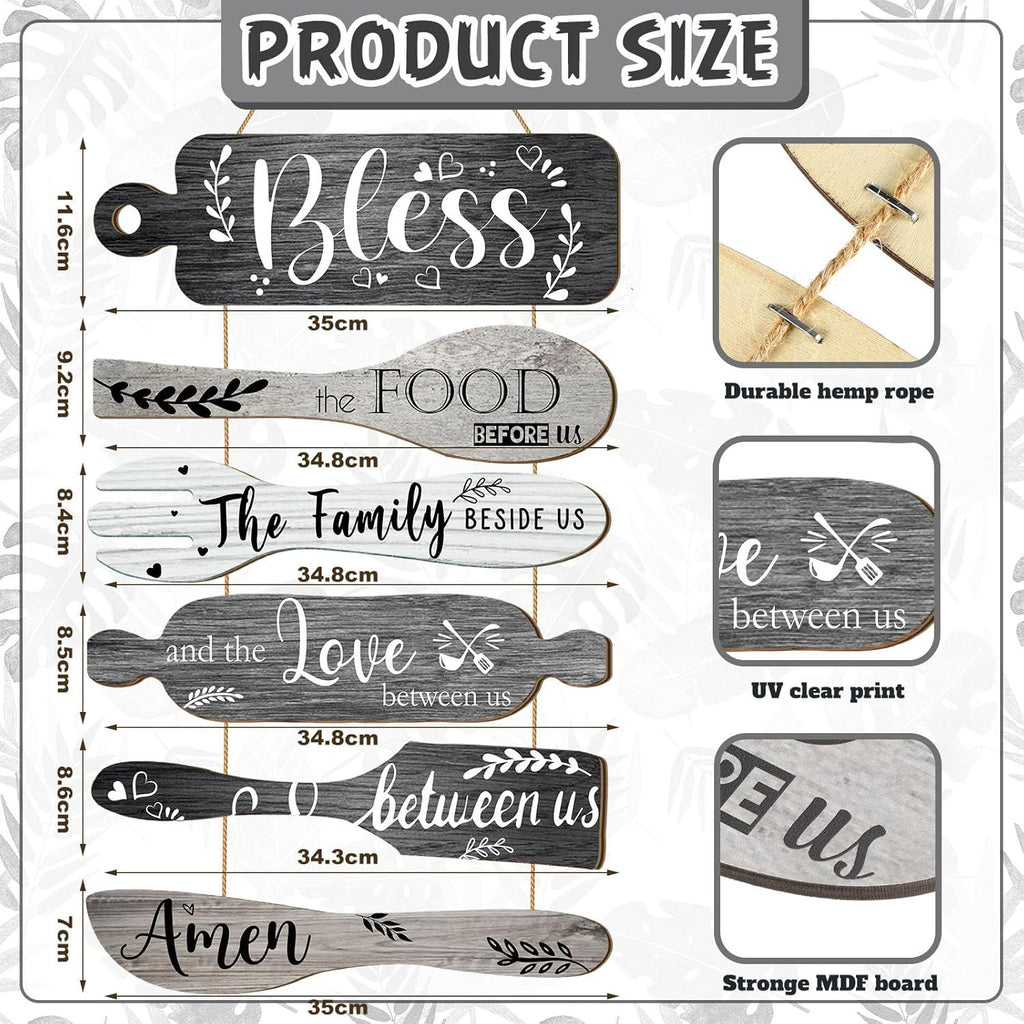 6-Piece 13x21-Inch “Bless the Food” Wall Sign – alternate product view 6