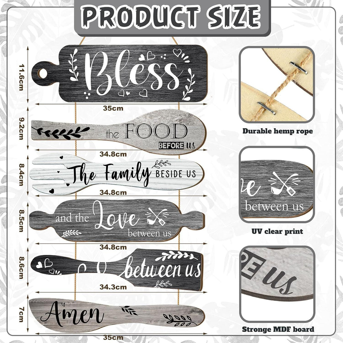 6-Piece 13x21-Inch “Bless the Food” Wall Sign – alternate product view 6