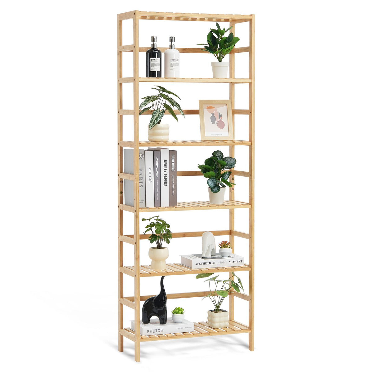 6-Tier Bamboo Bookshelf – main product view
