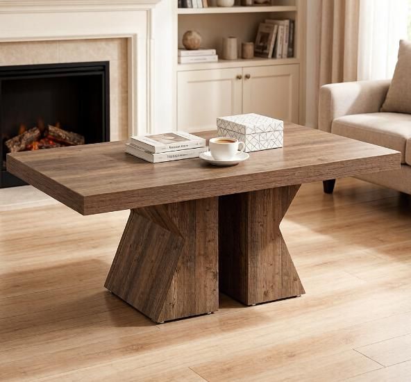 47-Inch Rustic Wood Coffee Table – product view 3 of 6