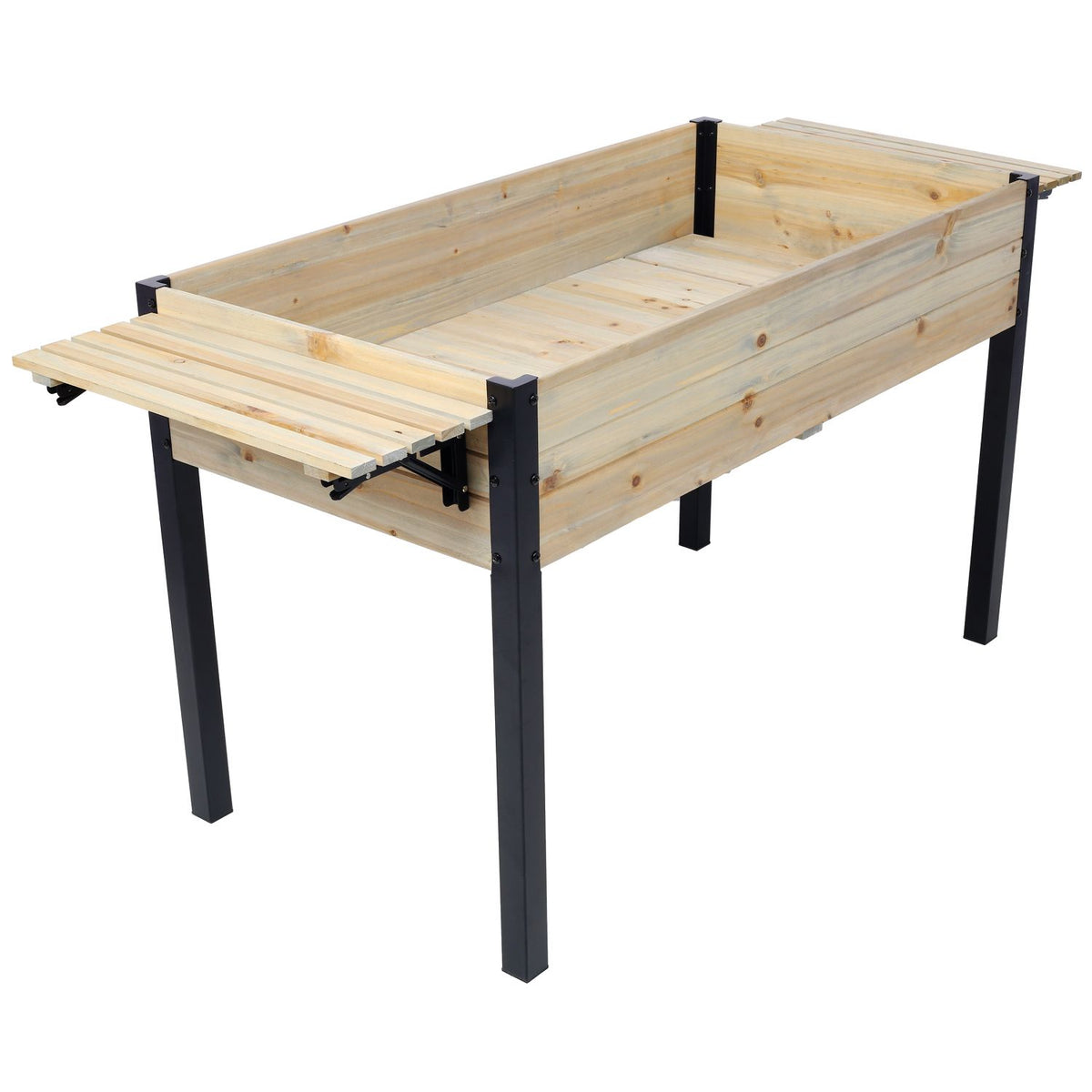63-Inch Fir Wood Planter with Metal Legs, Natural – main product view