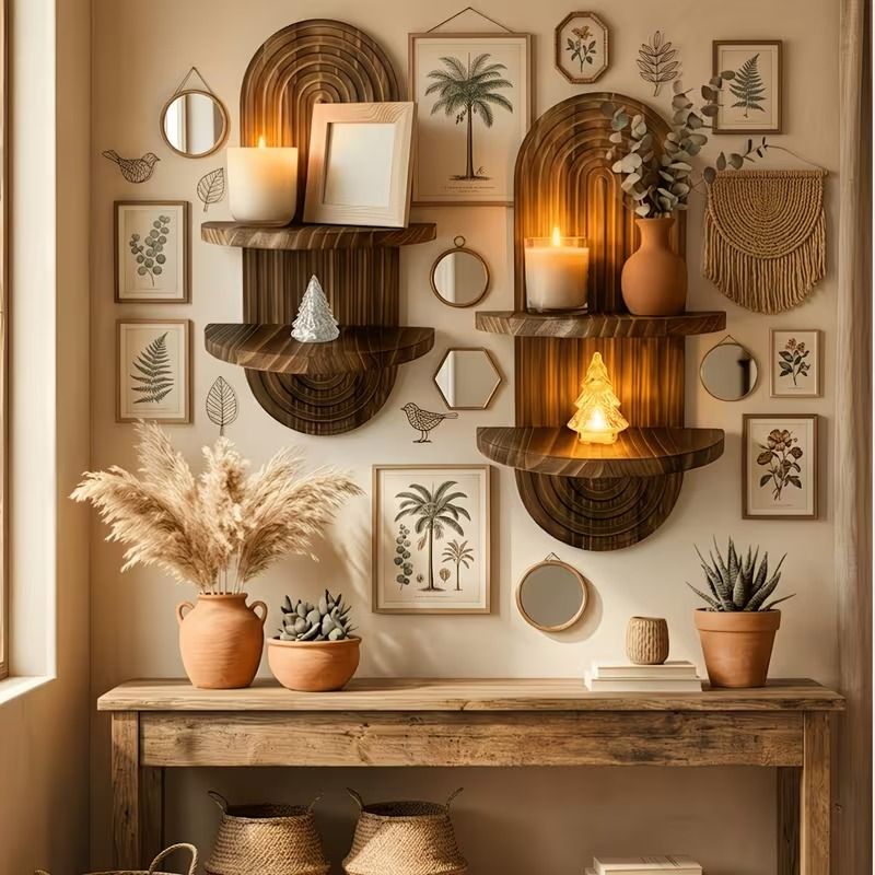 2-Tier Rustic Wood Wall Plant Shelf – product view 4 of 11