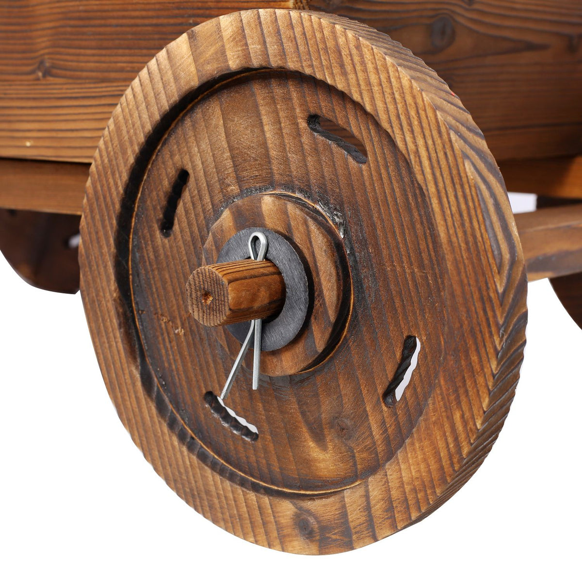 Carbonized Fir Wood Wagon Planter with 4 Wheels – product view 13 of 15
