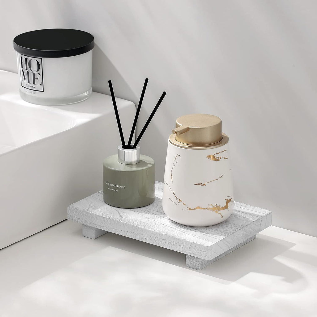 9-Inch White Wood Pedestal Tray – product view 4 of 9