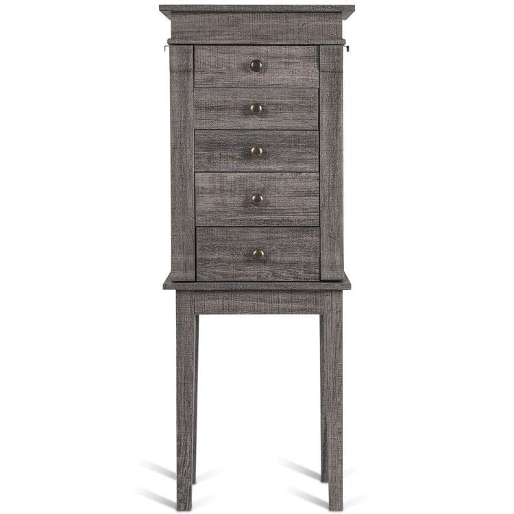 Standing Jewelry Cabinet with 5 Drawers and Mirror – product view 3 of 12