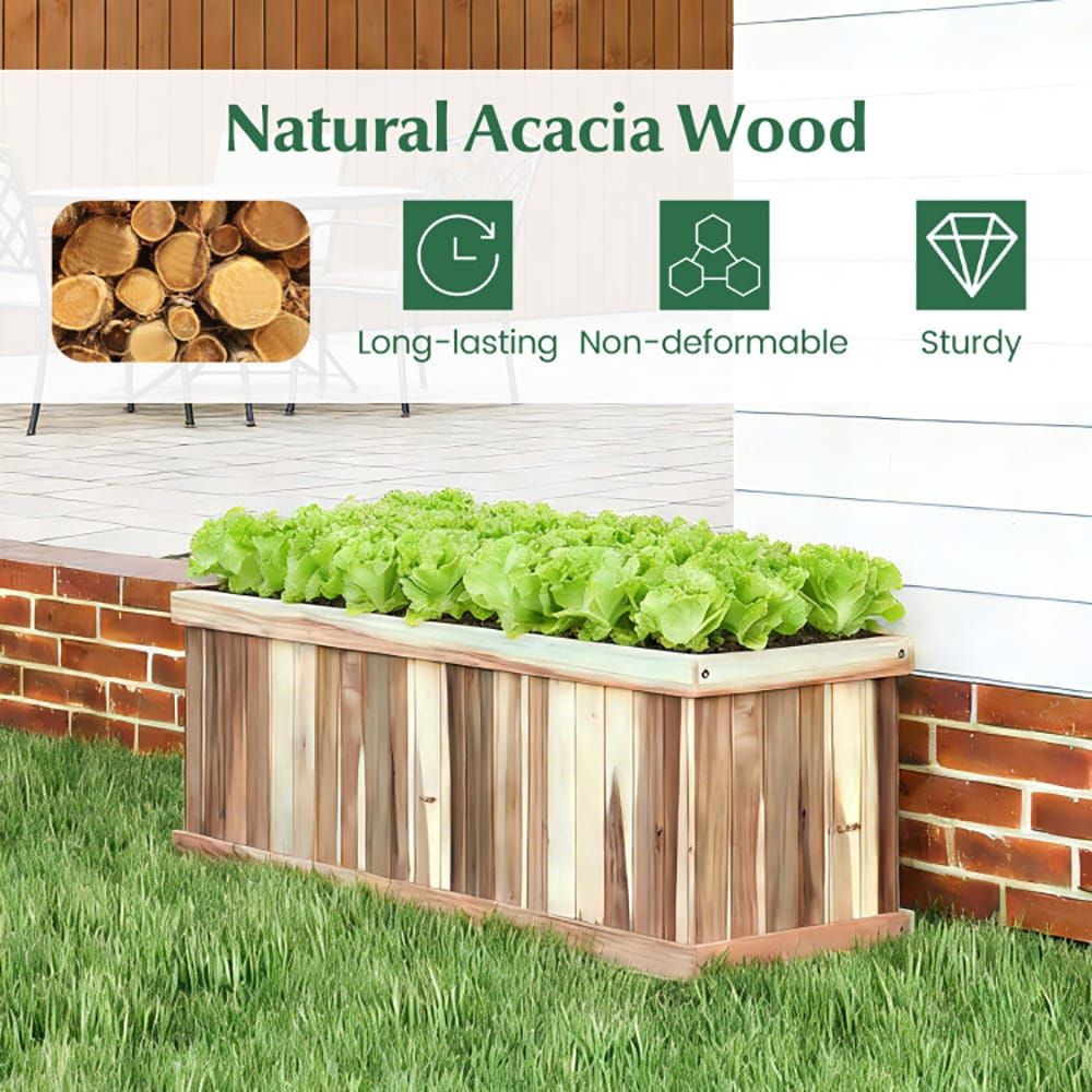 Acacia Wood Planter with Drainage and Removable Base – product view 6 of 10