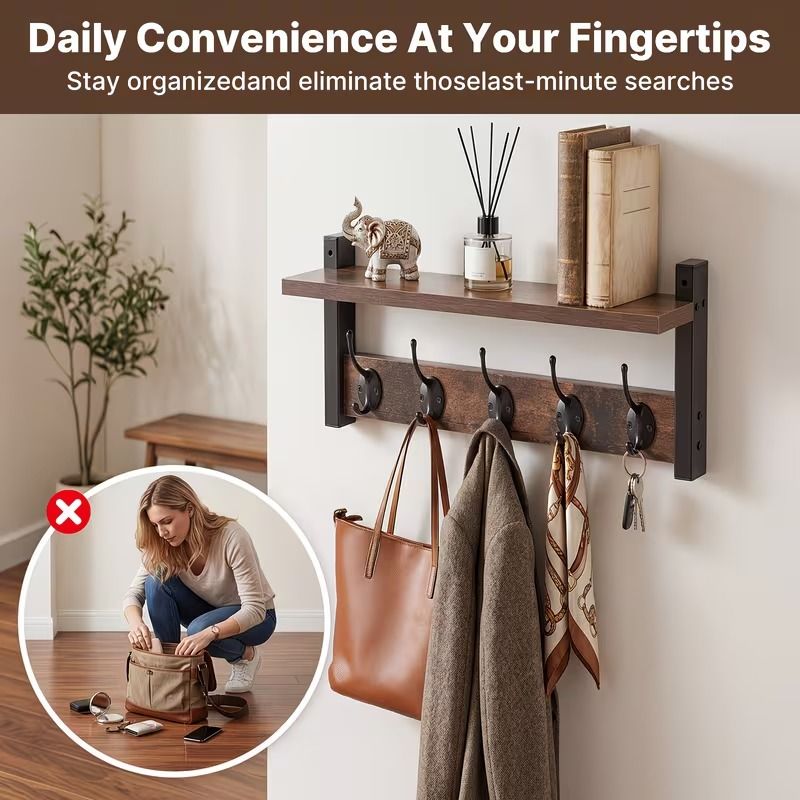 Wall-Mounted Coat Rack with Shelf – product view 10 of 14