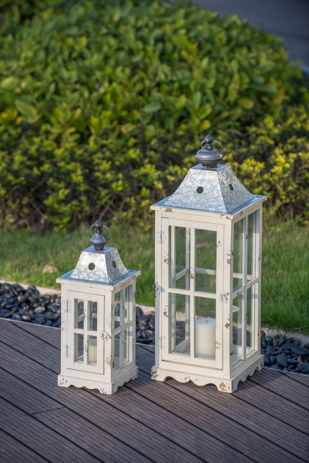 Large Decorative Wooden Hurricane Lantern – product view 4 of 18