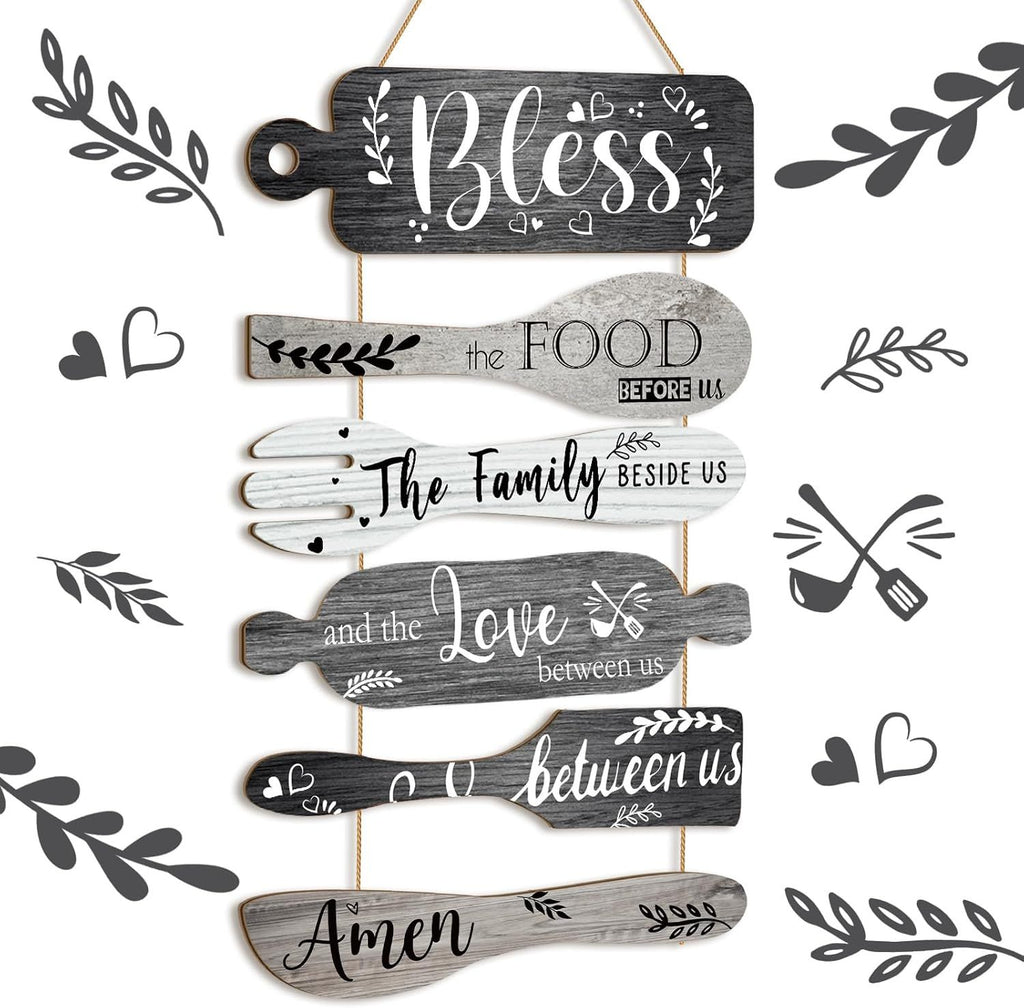 6-Piece 13x21-Inch “Bless the Food” Wall Sign