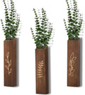 Set of 3 Dark Brown Boho Wall Planters – main product view