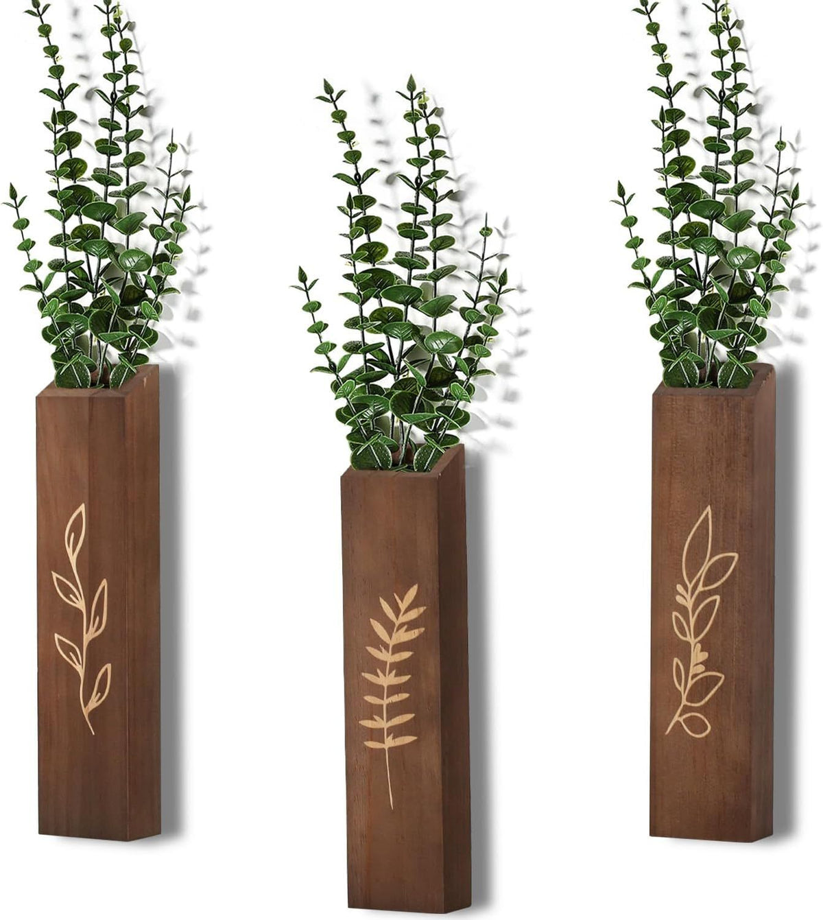 Set of 3 Dark Brown Boho Wall Planters – main product view
