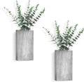 Set of 2 Gray Pine Wall Vases with Faux Eucalyptus – main product view