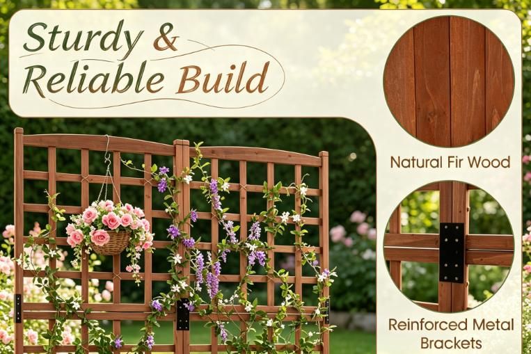 57-Inch Dual Fir Wood Planter with Trellis – product view 3 of 7