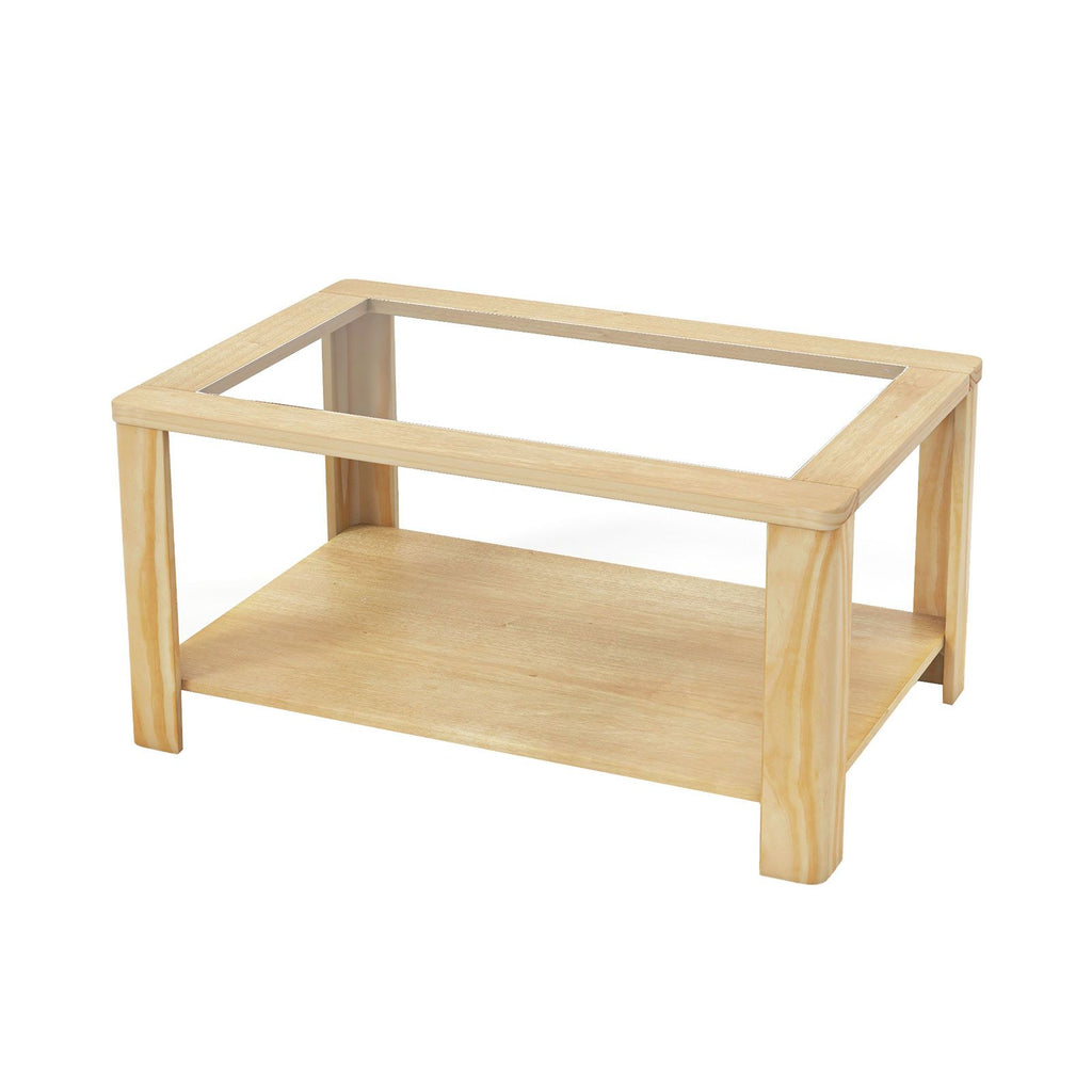 2-Tier Glass-Top Coffee Table with Storage Shelf – main product view