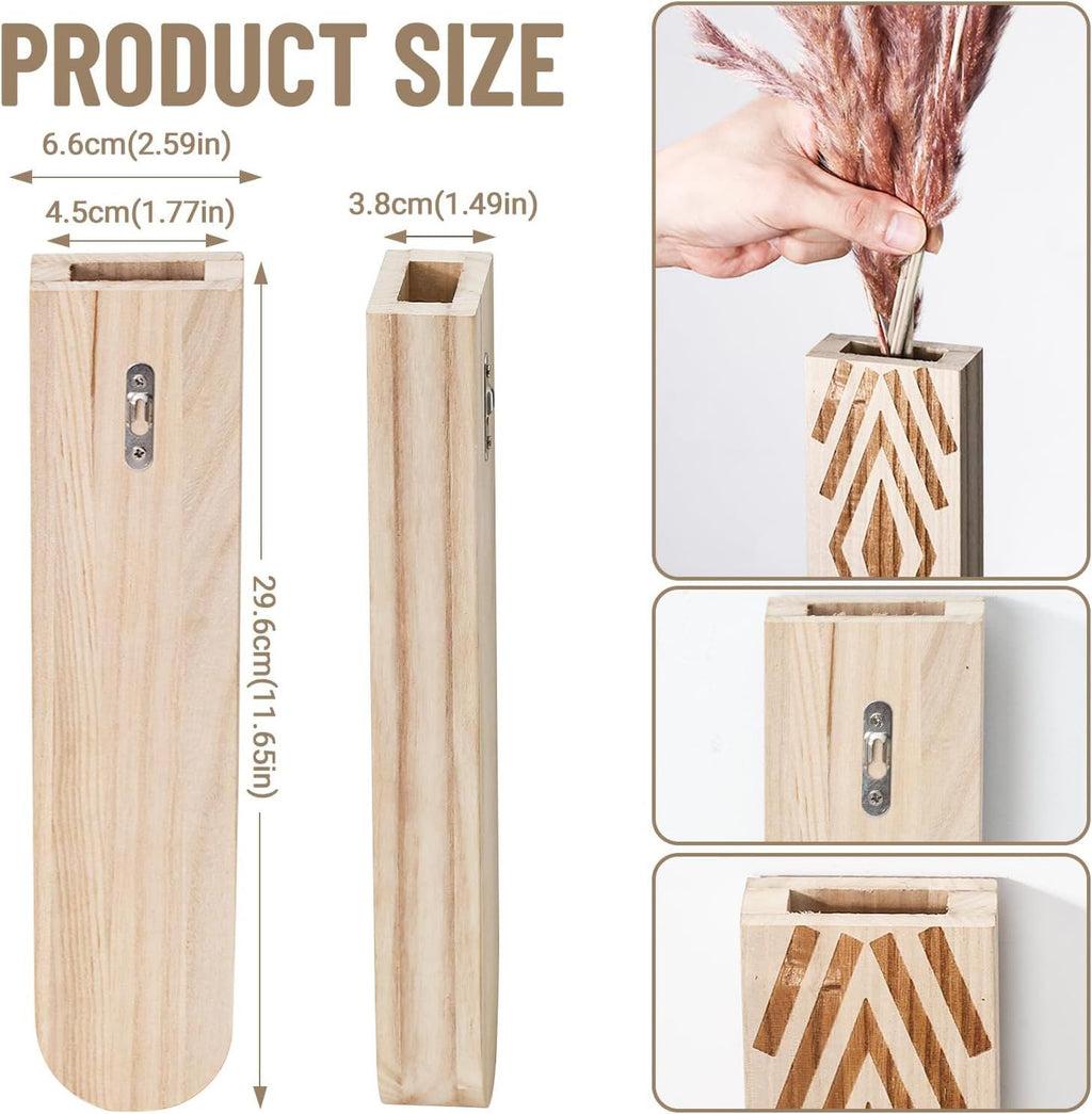 Set of 3 Boho Wood Wall Planters – product view 3 of 4