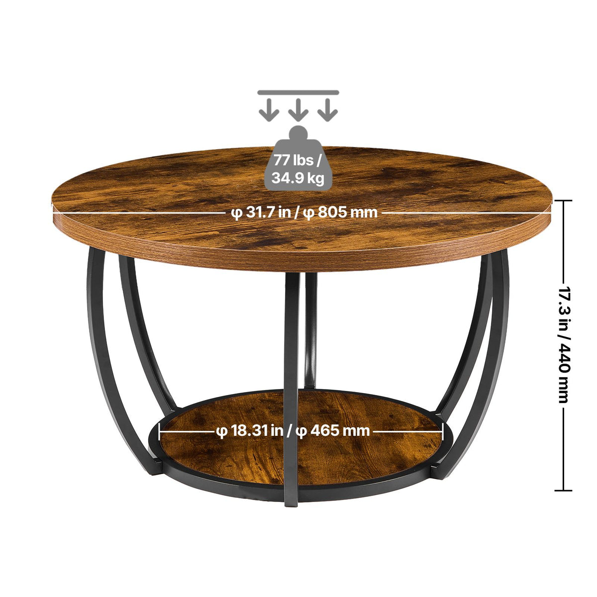 31.6-Inch 2-Tier Round Coffee Table – product view 2 of 8
