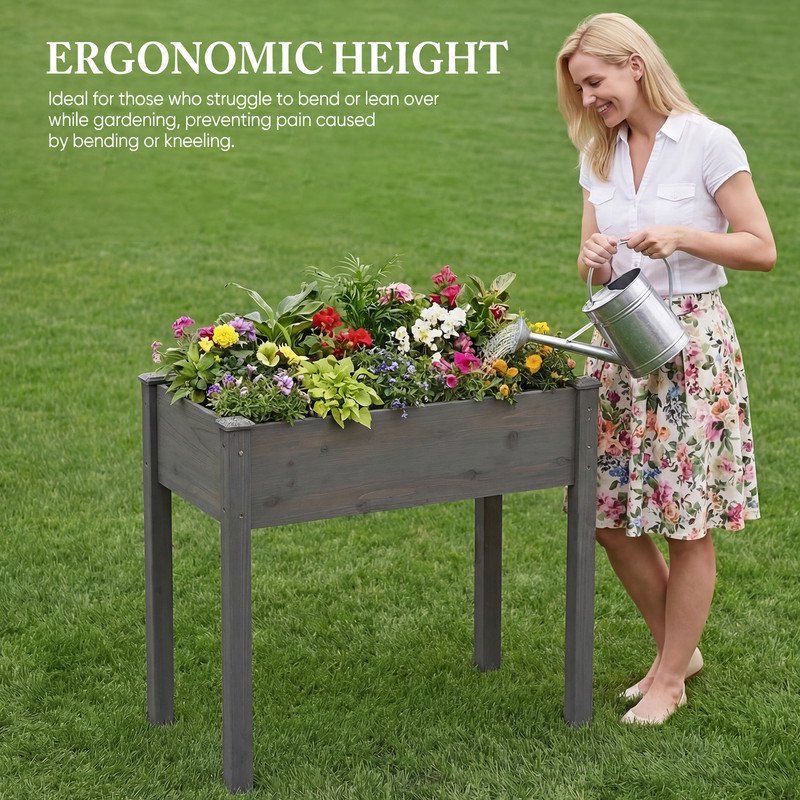 34-Inch Cedar Planter with Liner, Gray – product view 5 of 5