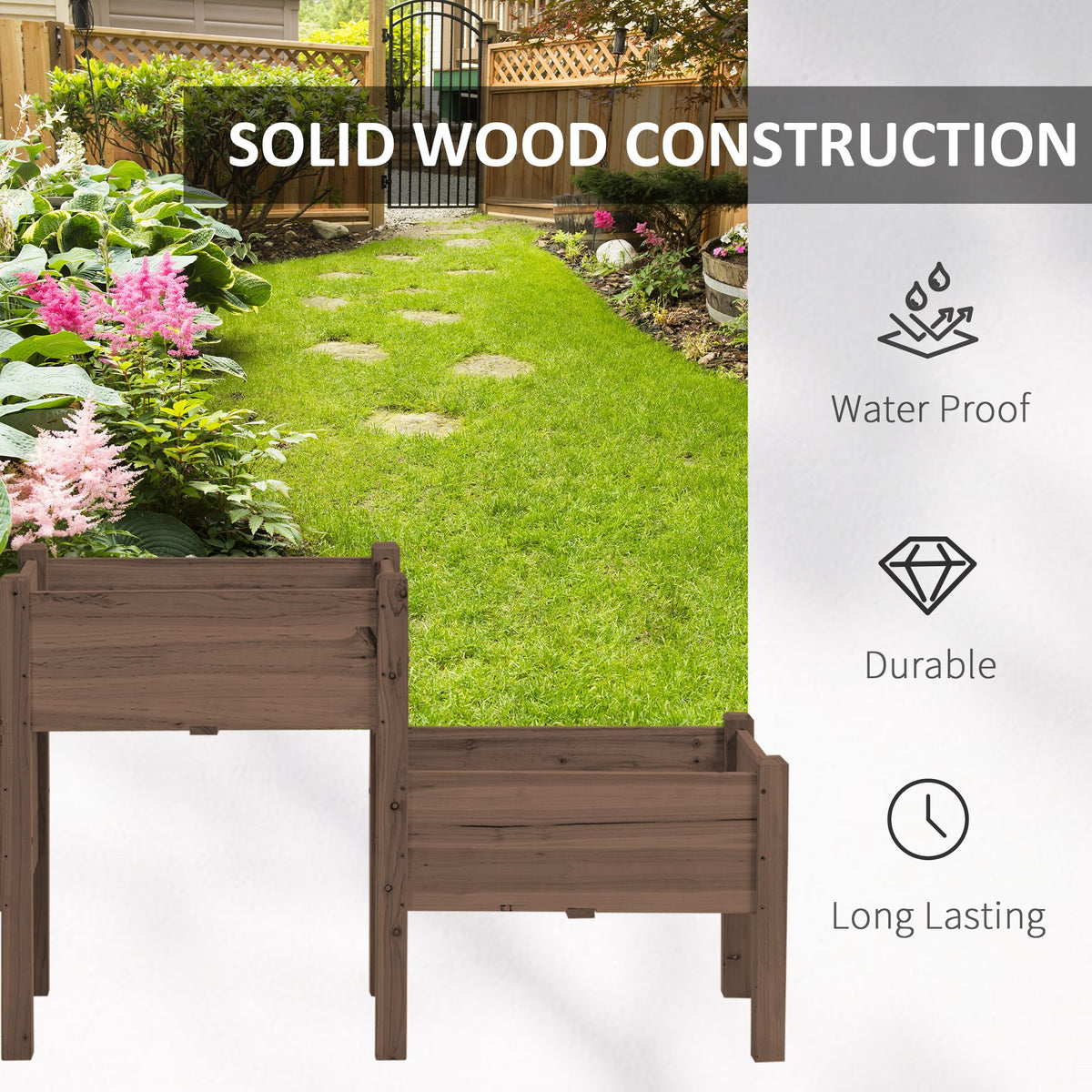 73-Inch 3-Tier Elevated Garden Bed, Coffee – product view 7 of 11