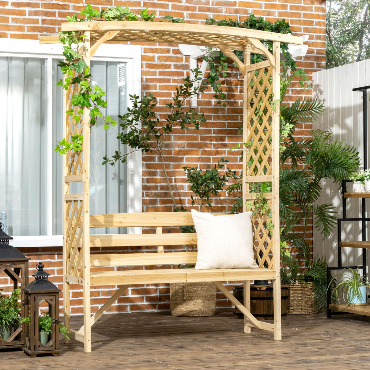 3-Seat Wood Pergola Arbor Bench – product view 2 of 9