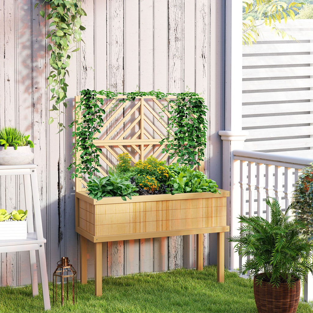 55-Inch Natural Fir Wood Planter with Trellis – product view 9 of 11