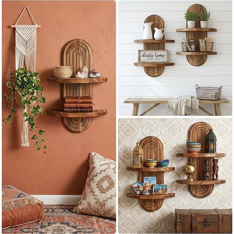 2-Tier Rustic Wood Wall Plant Shelf – product view 11 of 11