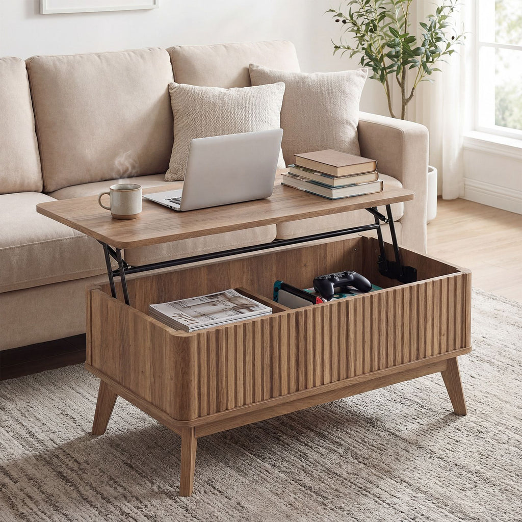 35.5-Inch Fluted Lift-Top Coffee Table – product view 3 of 12