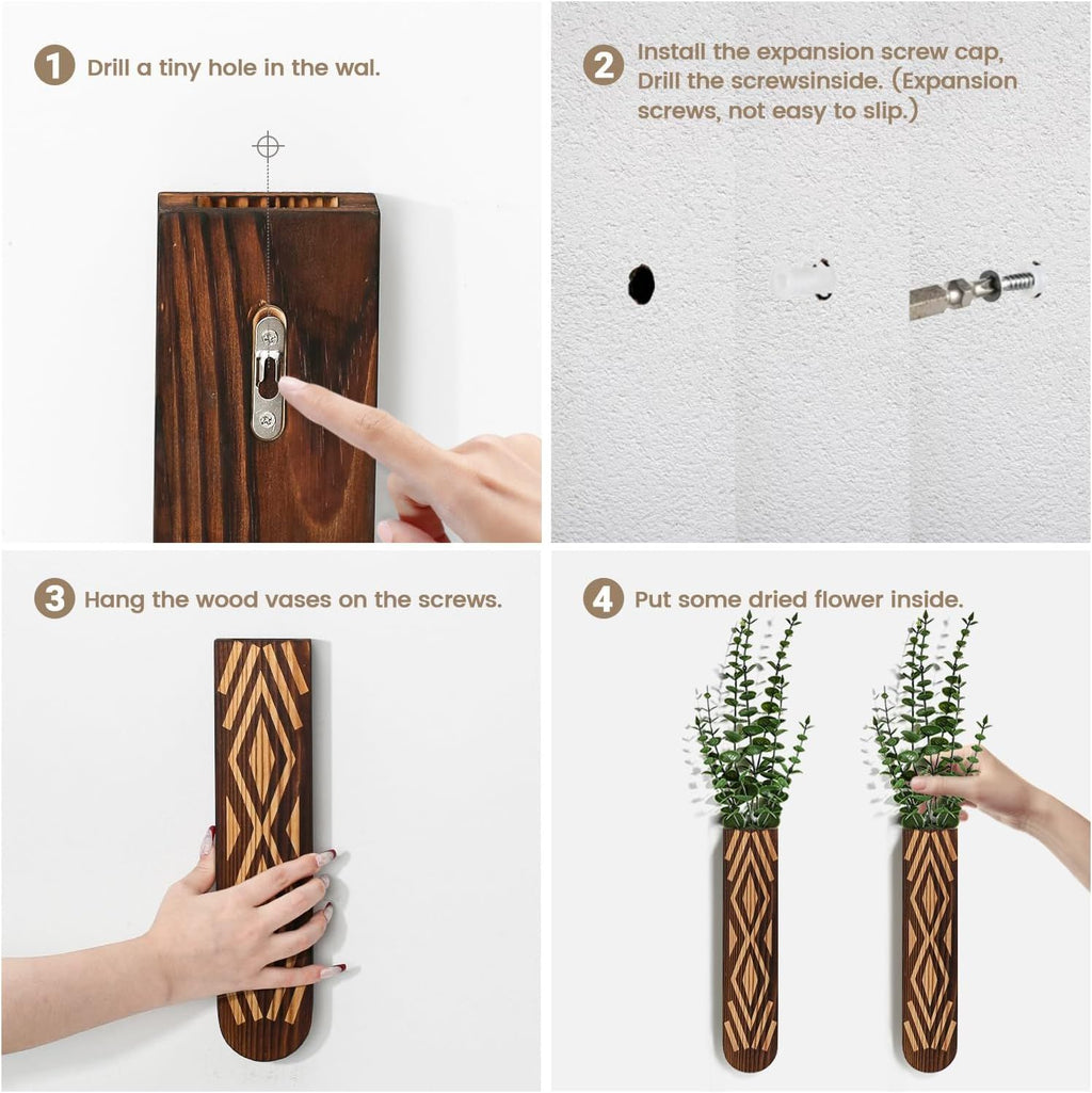 Set of 3 Semicircular Walnut Wall Planters – product view 2 of 4
