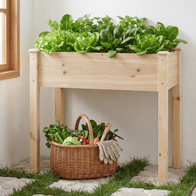 34-Inch Cedar Planter with Liner, Natural – product view 4 of 4