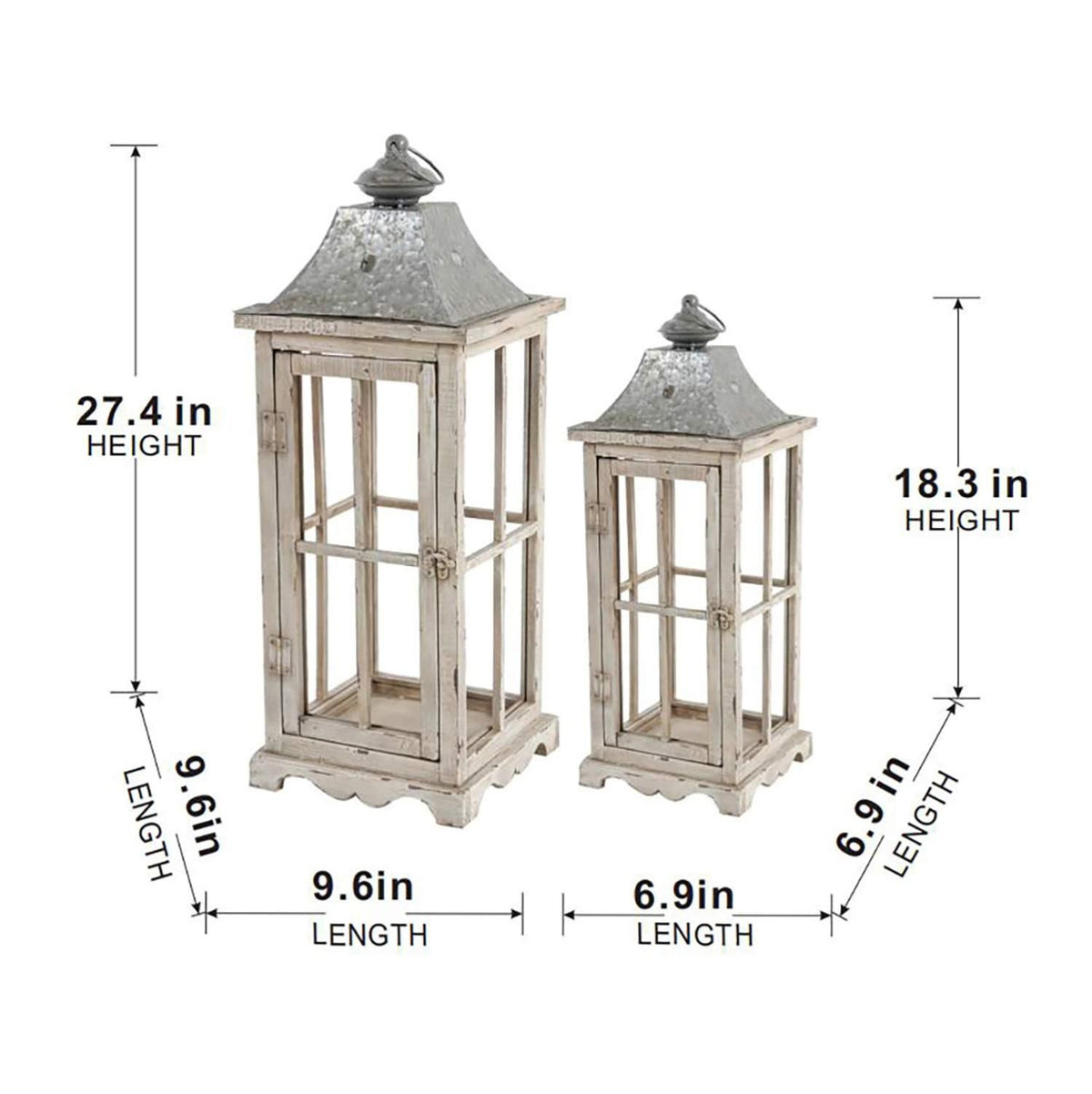 Large Decorative Wooden Hurricane Lantern – product view 9 of 18
