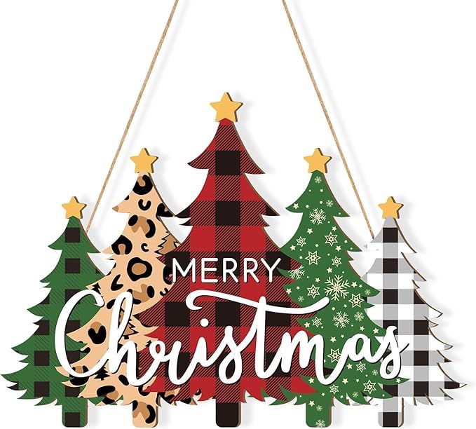Wooden Christmas Tree Door Wreath – main product view