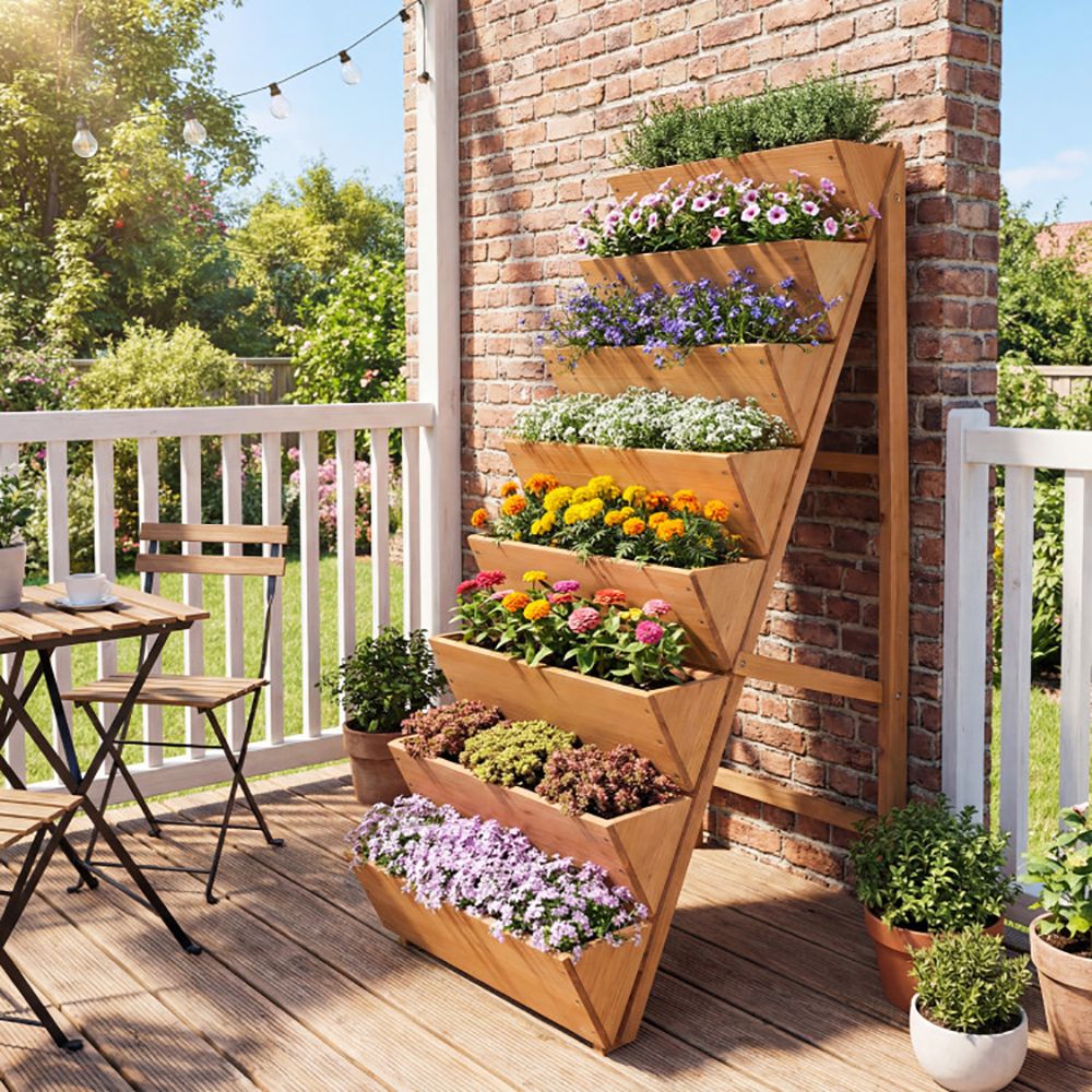 8-Tier Vertical Fir Wood Garden Bed, Orange – product view 2 of 9