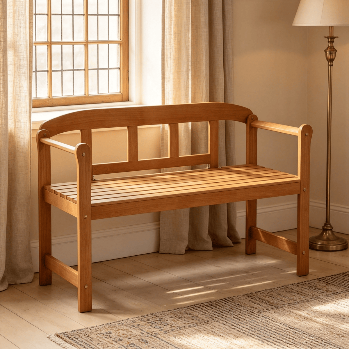 2-Seat Acacia Wood Garden Bench – product view 6 of 6