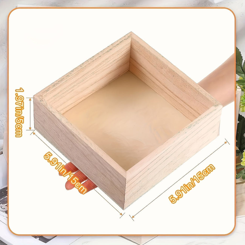 Set of 12 Unfinished Square Wooden Craft Boxes – product view 2 of 9