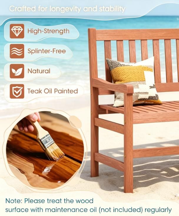 44-Inch 2-Seat Outdoor Loveseat Bench – product view 2 of 8