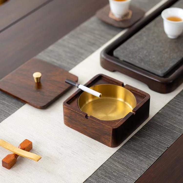 Wood and Metal Covered Ashtray – product view 12 of 13