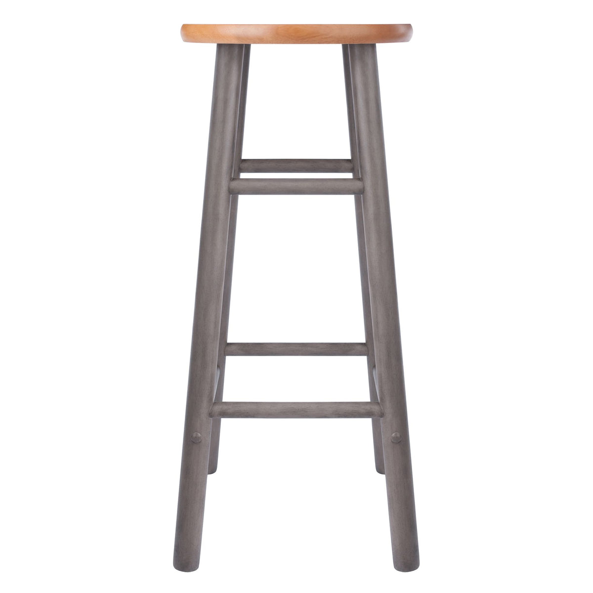 Set of 2 29-Inch Gray and Teak Bar Stools – product view 9 of 10