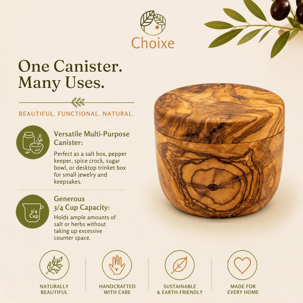 Olive Wood Salt Cellar with Swivel Lid – product view 4 of 7