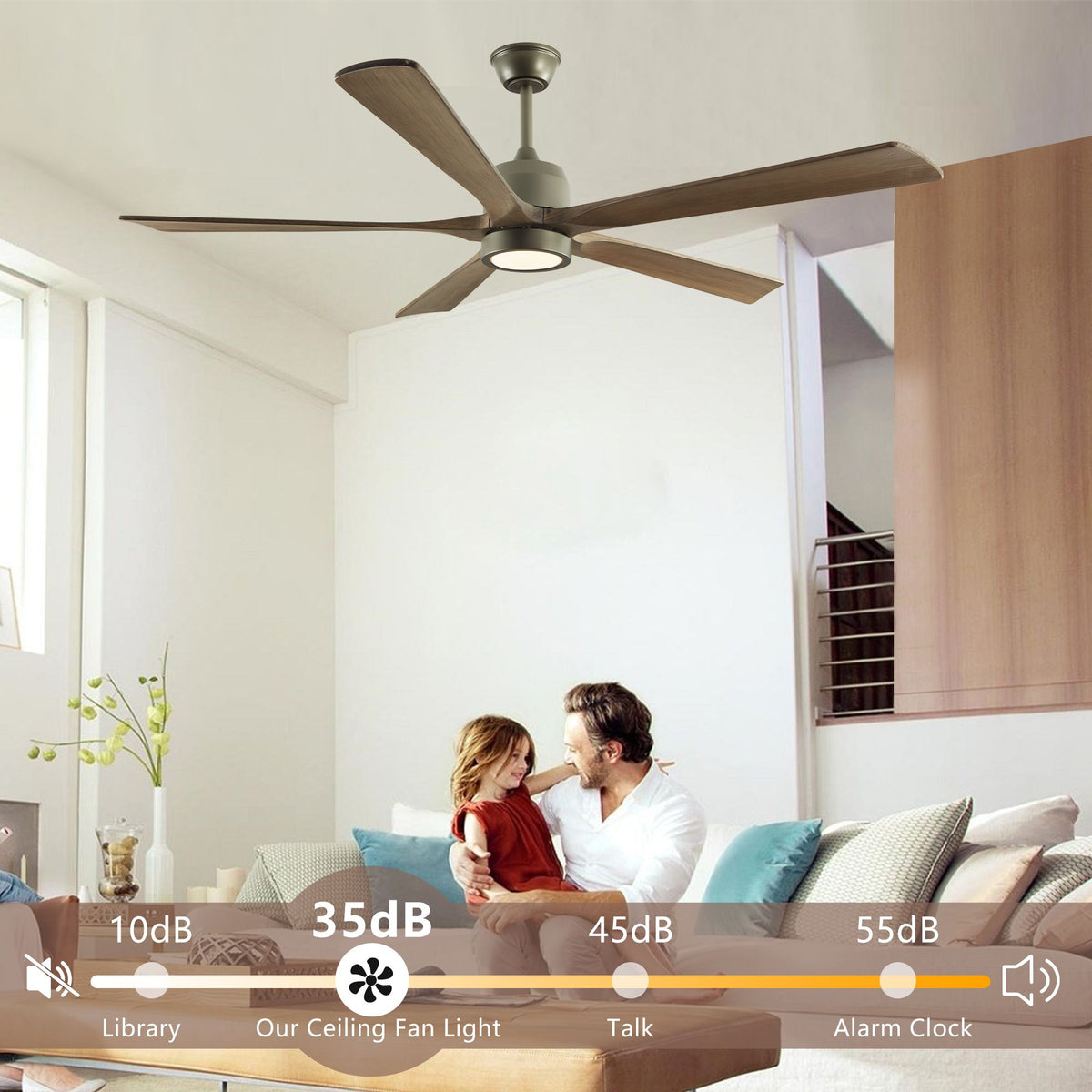 60-Inch Wood Ceiling Fan with Light and Remote – alternate product view 4